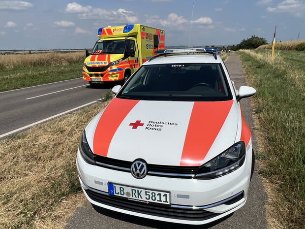 Unsere Helfer vor Ort bei einem Einsatz kollabierte Person in Erligheim 