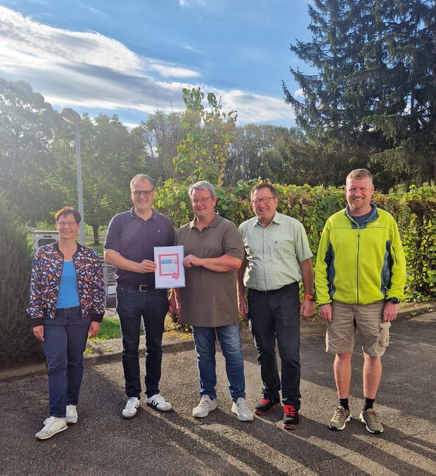 v.l.n.r.: Jasmin Fischer, Bürgermeister Dautel, Andreas Mann, Albrecht Hamm, Denis Doms