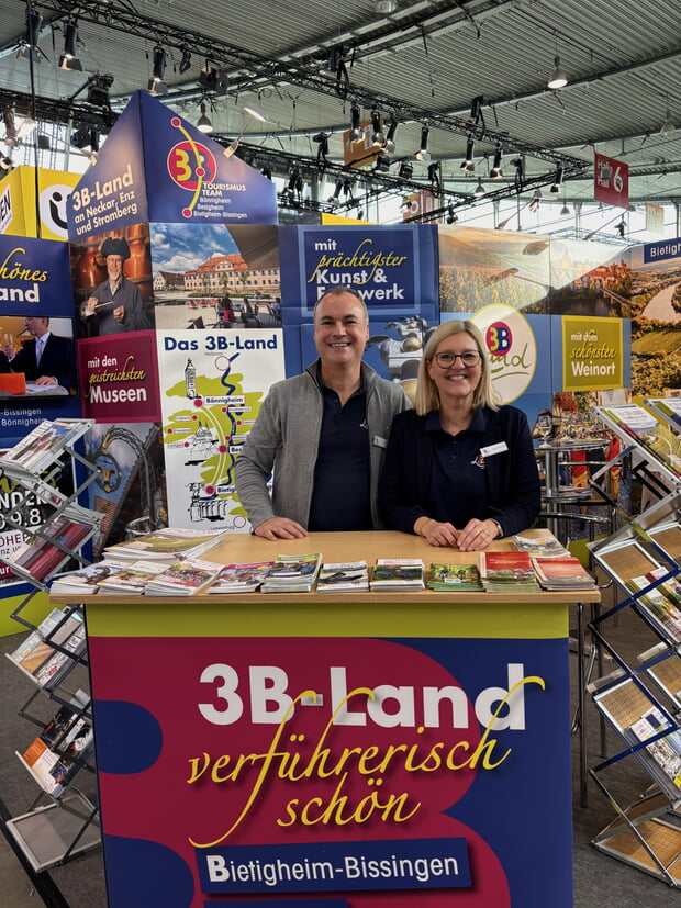 Eric Reiter (Chef des 3B-Tourismus-Verbands) und Claudia Zimmermann (Stadtverwaltung B&ouml;nnigheim)