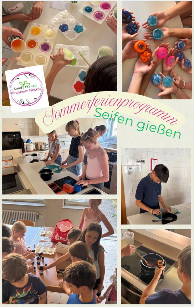 Viel Spa&szlig; beim Seifen gie&szlig;en hatten 15 Kinder im Rahmen des Sommerferienprogramms